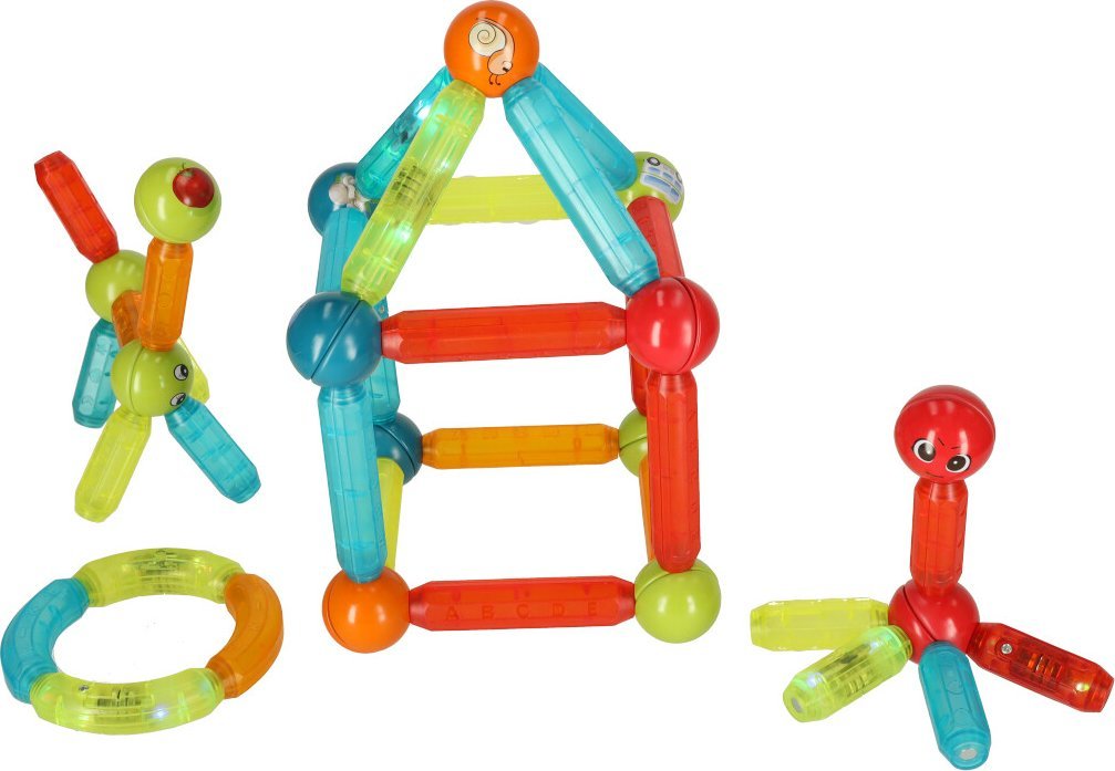 KIK Klocki magnetyczne dla małych dzieci świecące 102 elementy