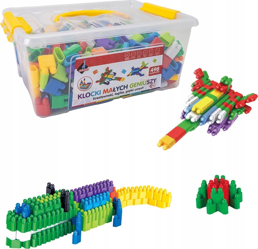 Askato Klocki małych geniuszy - Cegiełki 498 elementów