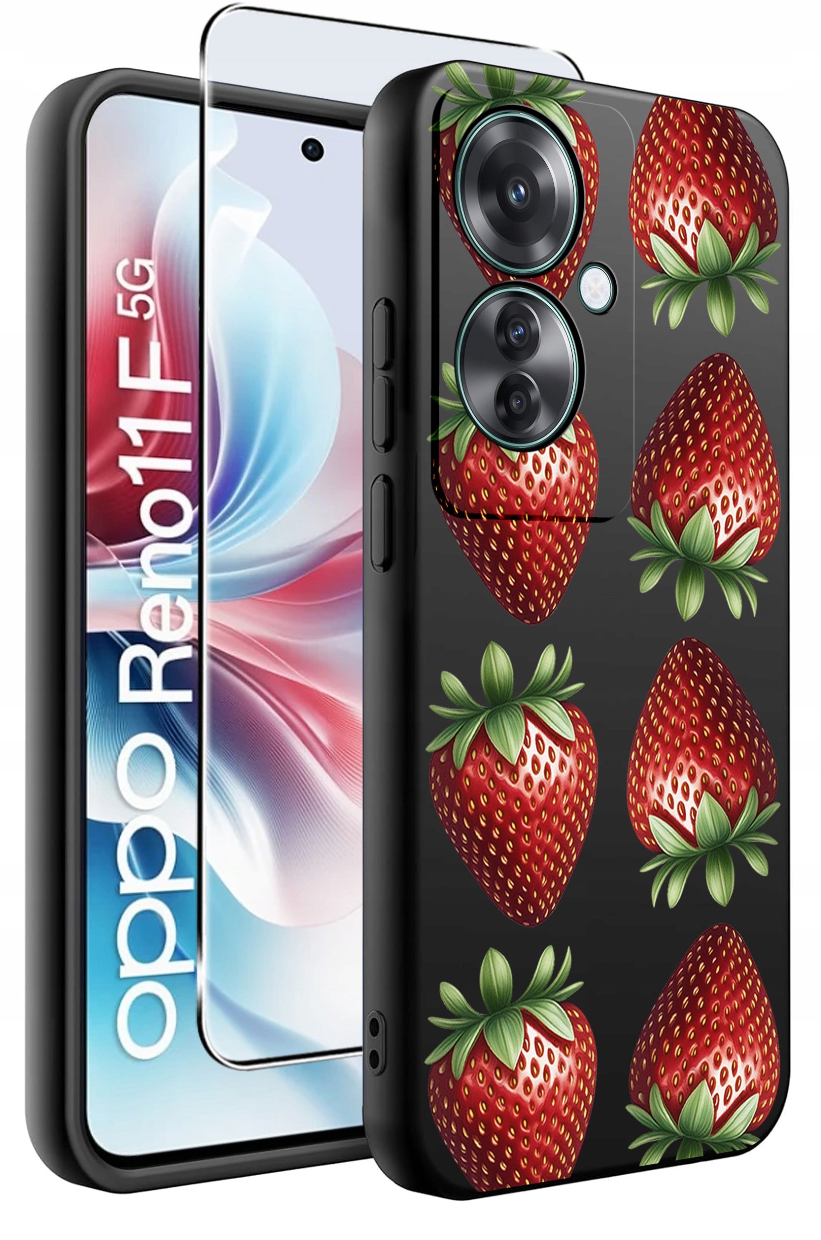 ETUI do Oppo Reno11 F 5G WZORY | SILIKONOWE MATT CASE + SZKŁO HARTOWANE 9H