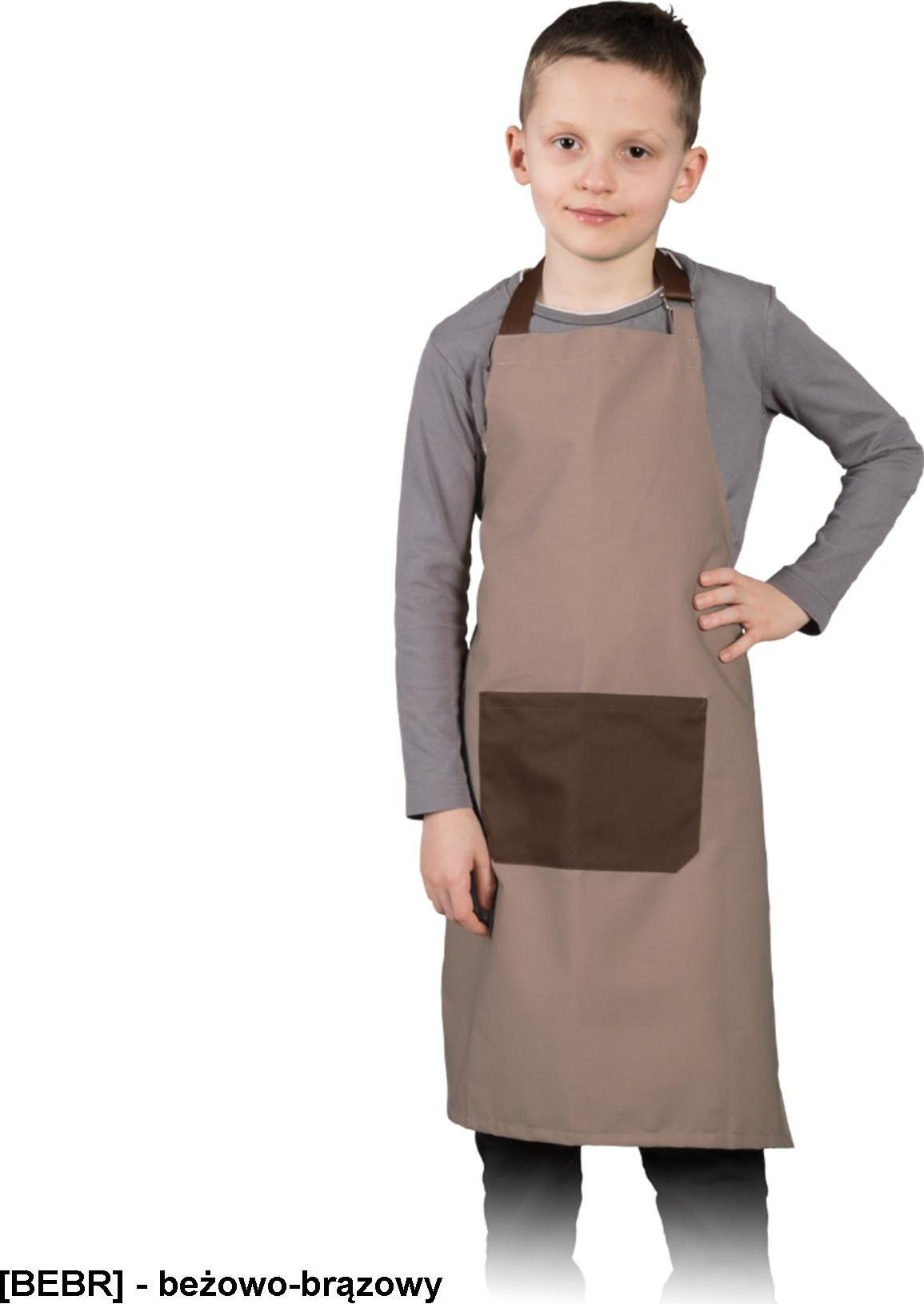 R.E.I.S. FKINDER - fartuch dla dzieci, 50% poliester, 50% bawełna, 180 g/mcm, - beżowo-brązowy - 45x55cm, 55x68cm. 45x55 cm