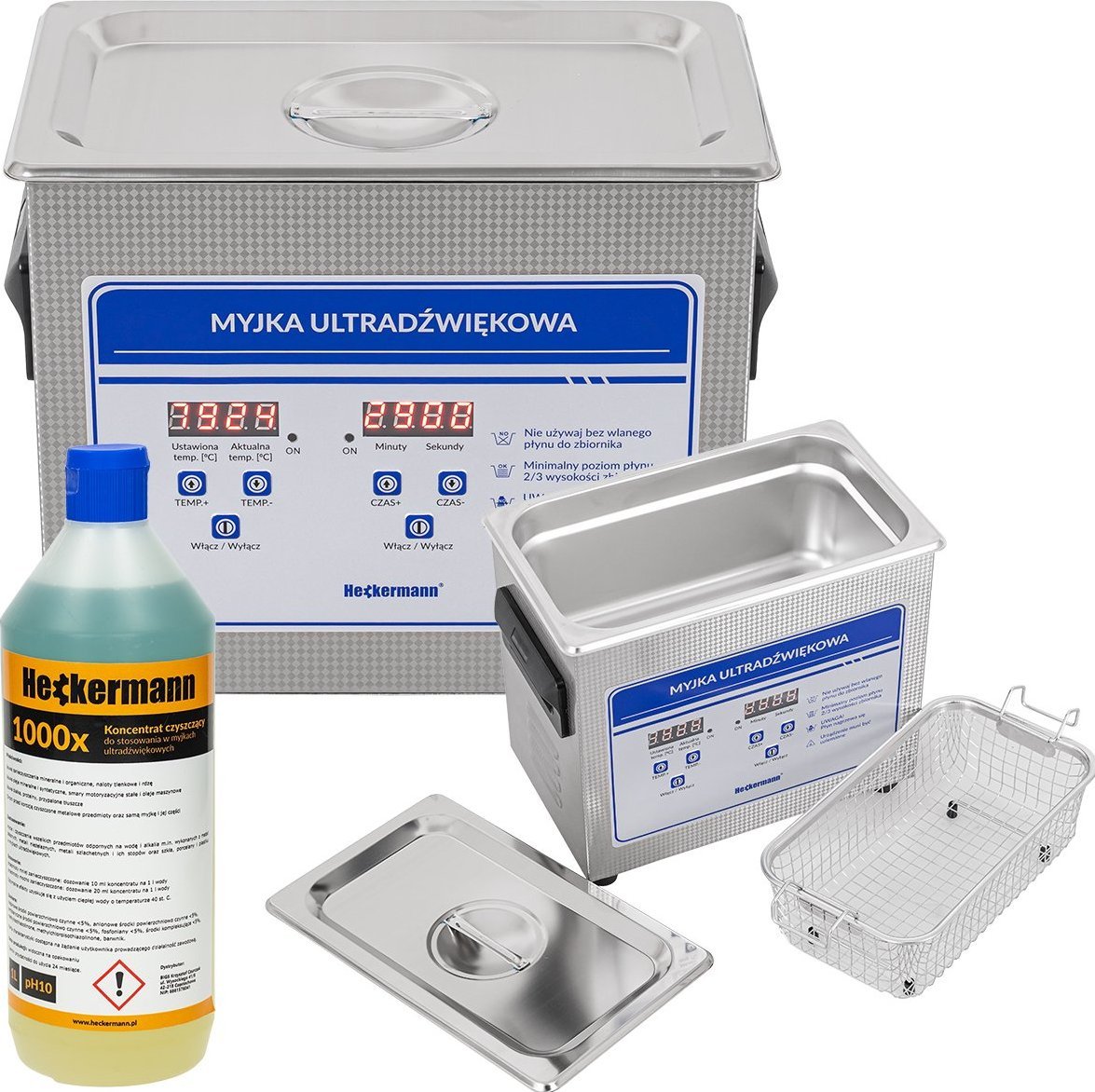 Heckermann HECKERMANN MYJKA ULTRADŹWIĘKOWA WANNA 3,2L MYCIA CZĘŚCI 220W + PPŁŃ 1L