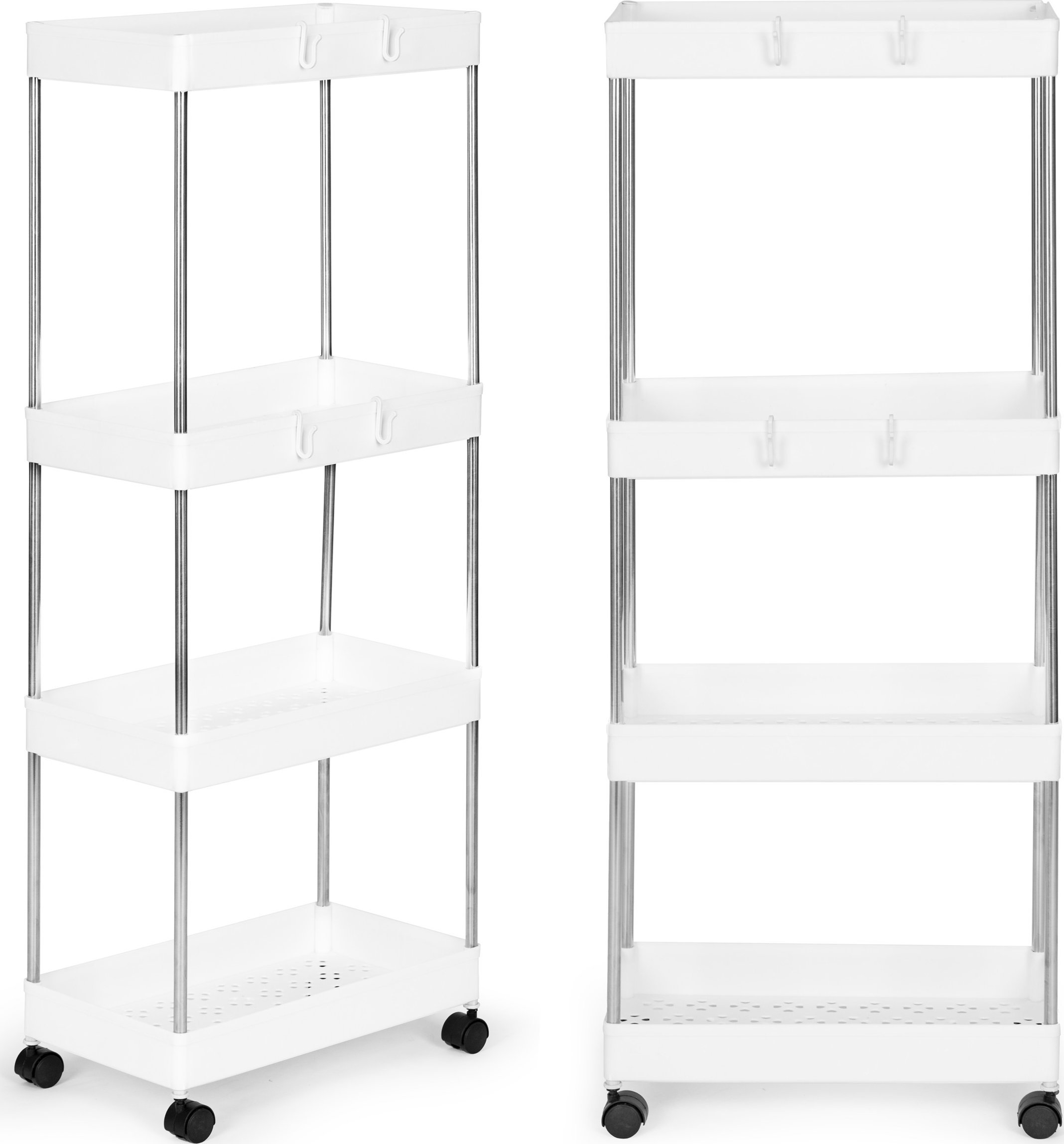 ModernHome Plastikowy regał łazienkowy z 4 półkami kółka