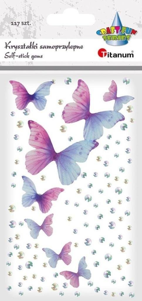 Kryształki samoprzylepne Motyle i dżety 117szt EDUKAMP