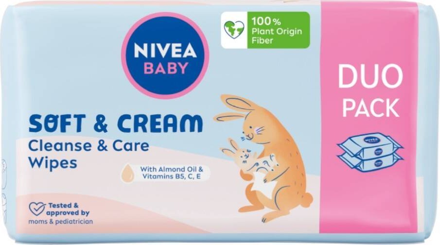 Nivea Chusteczki nawilżane Soft & Cream 2x57 szt.