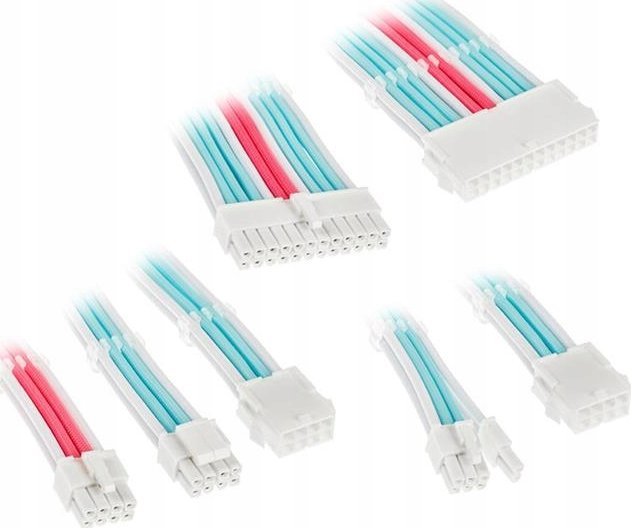 Kolink Kolink Core Adept Braided Cable Extension Kit - Brilliant White/Neon Blue/Pure Pink