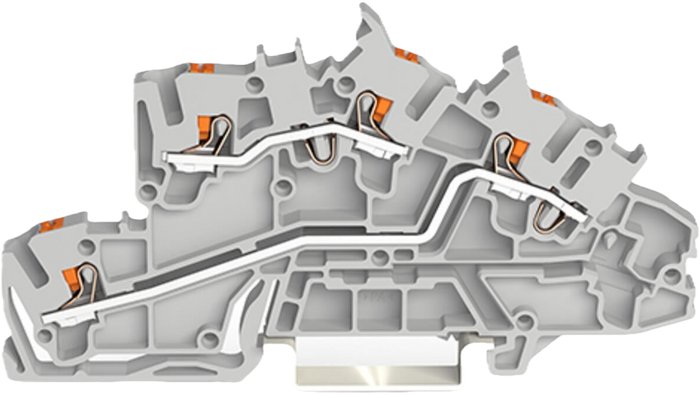 Wago złączka piętrowa z przyciskami na szynę DIN 2,5mm2 L/L 2203-7642 1szt