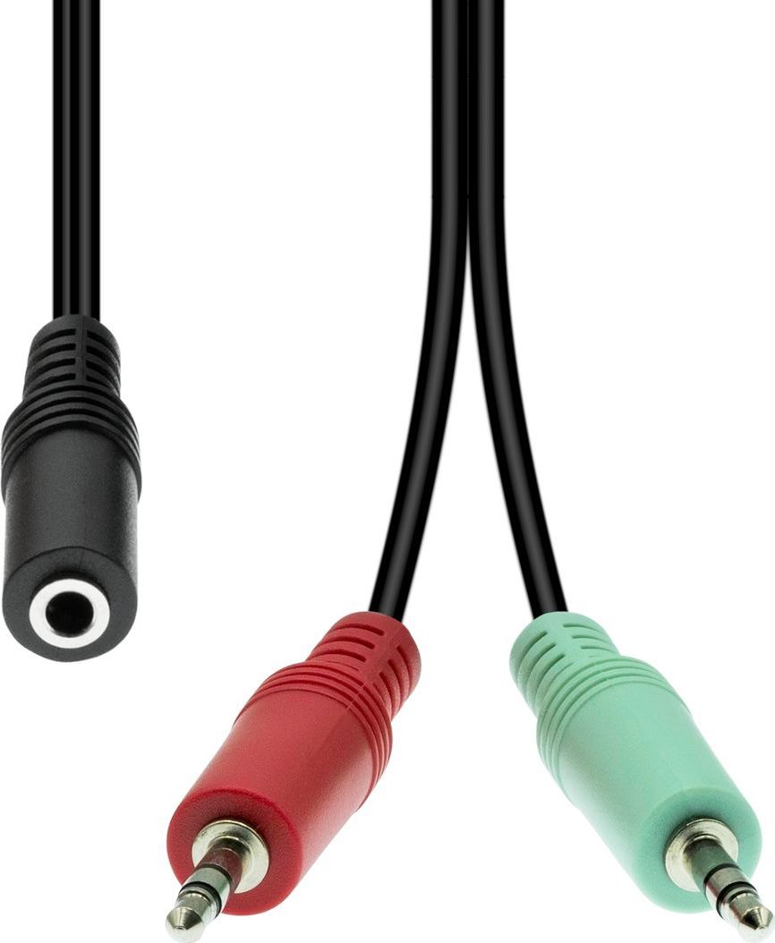 Kabel ProXtend Mini-Jack 4-Pin to 2x 3-Pin Cable F-M Black 40cm