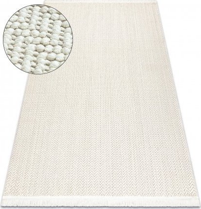 Dywany Łuszczów Dywan NANO FJ86B Jodełka, chevron, płasko tkany biały, 240x330 cm