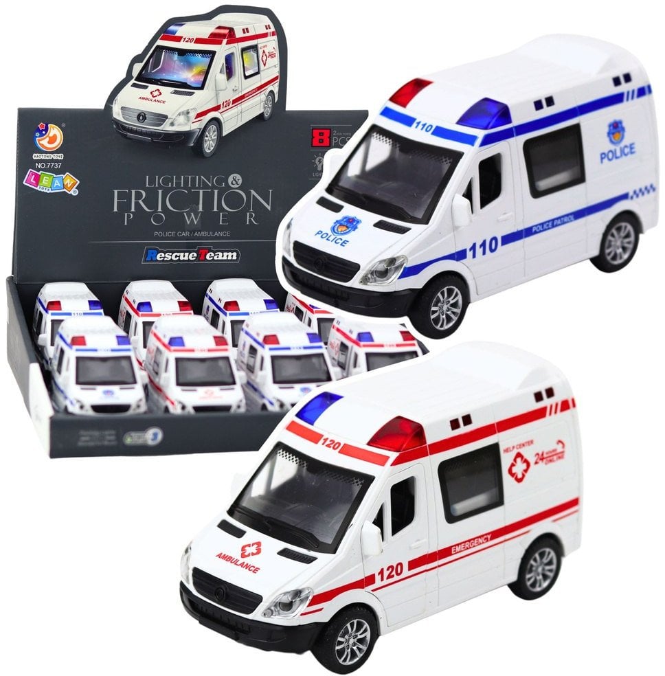 Wóz Policyjny Karetka Ambulans Otwierane Drzwi Napęd Światła Dźwięki Mix