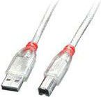 Kabel USB Lindy USB-A - USB-B 0.5 m Przezroczysty (41751)