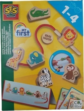SES Sznurowanie drewnianych zwierzątek