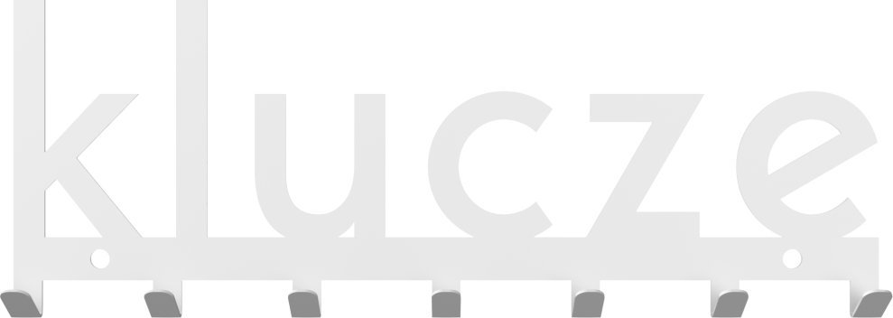 MT3CH Metalowy wieszak ścienny wiszący do przedpokoju na ubrania klucze loft napis KLUCZE biały