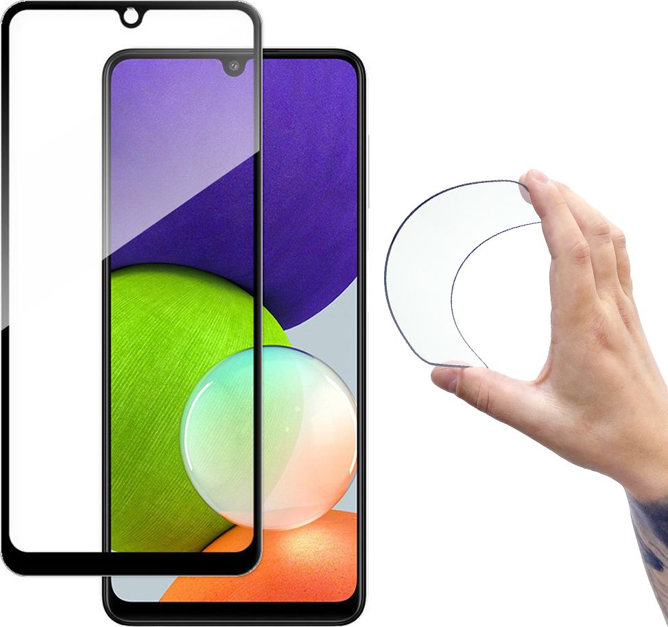 Wozinsky Wozinsky Full Cover Flexi Nano folia szklana szkło hartowane z ramką Samsung Galaxy A22 4G czarny