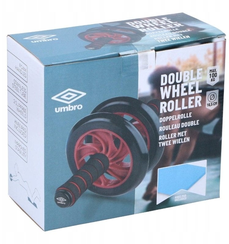 Umbro Dwukołowy wałek do treningu mięśni brzucha z matą (Niebieski)