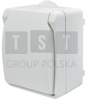 40224 Gniazdo pojedyncze z uziemieniem natynkowe z klapką Aqua Plus IP54 białe 40224