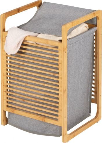 Kosz na pranie Wenko Kosz na bieliznę 43 litry 40x35x60, bambus/poliester, szary