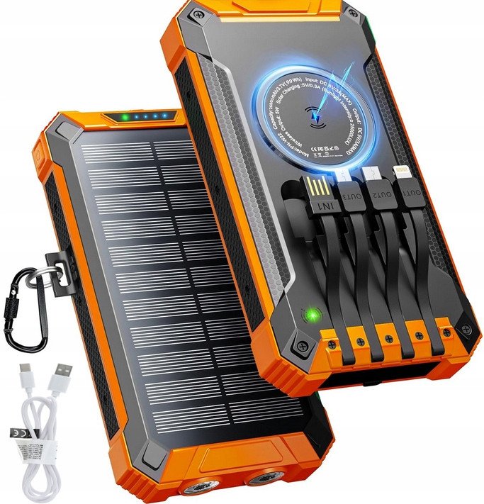 POWERBANK ŁADOWARKA PANEL SOLARNY INDUKCYJNY 30000mAh 7xUSB LATARKA 2x LED
