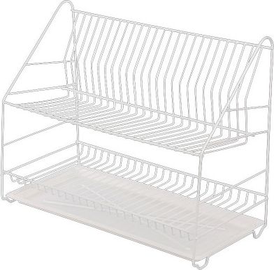 SUSZARKA DO NACZYŃ 2-POZIOMOWA 60CM BIAŁA Z TACKĄ