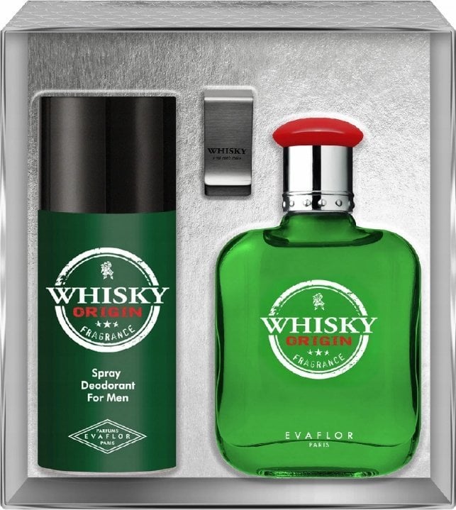 SET EVAFLOR Whisky Orgin EDT spray 100ml + EDT spray 20ml EDT + CLIP
