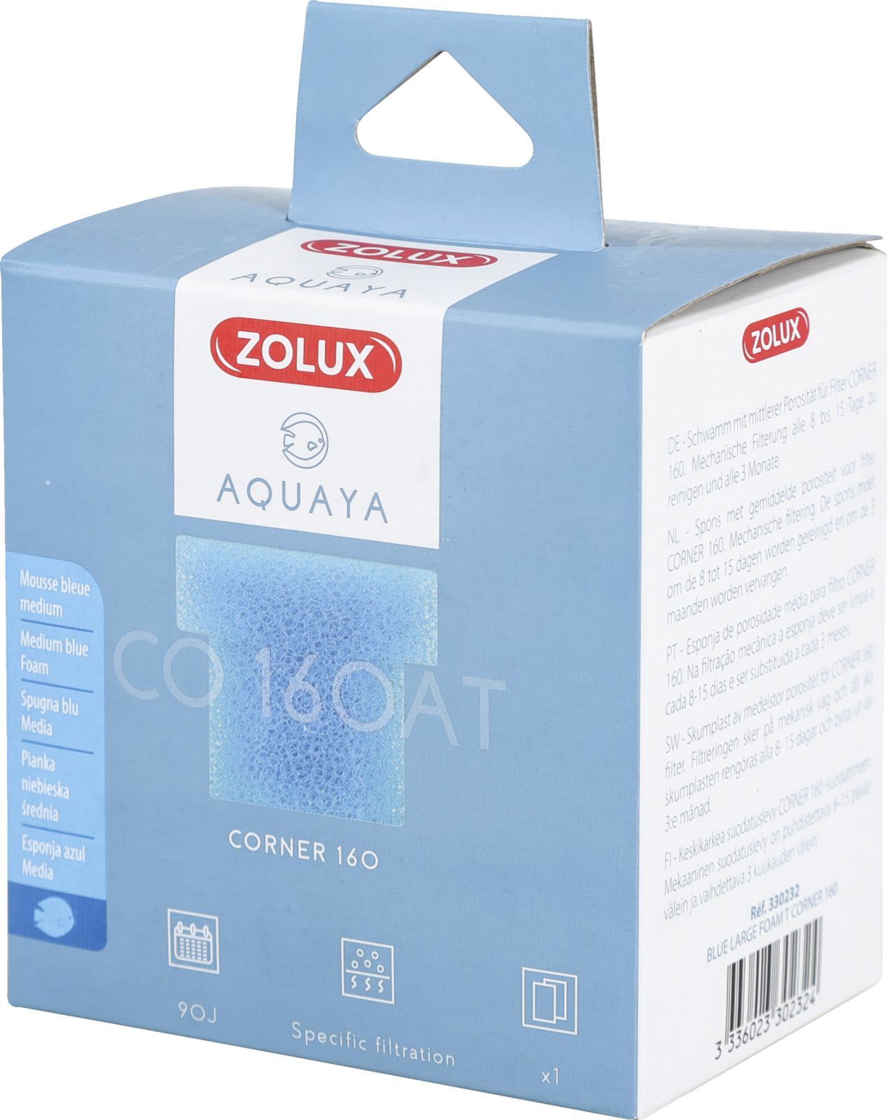 Zolux AQUAYA Wkład gąbka Blue Large Foam T Corner 160