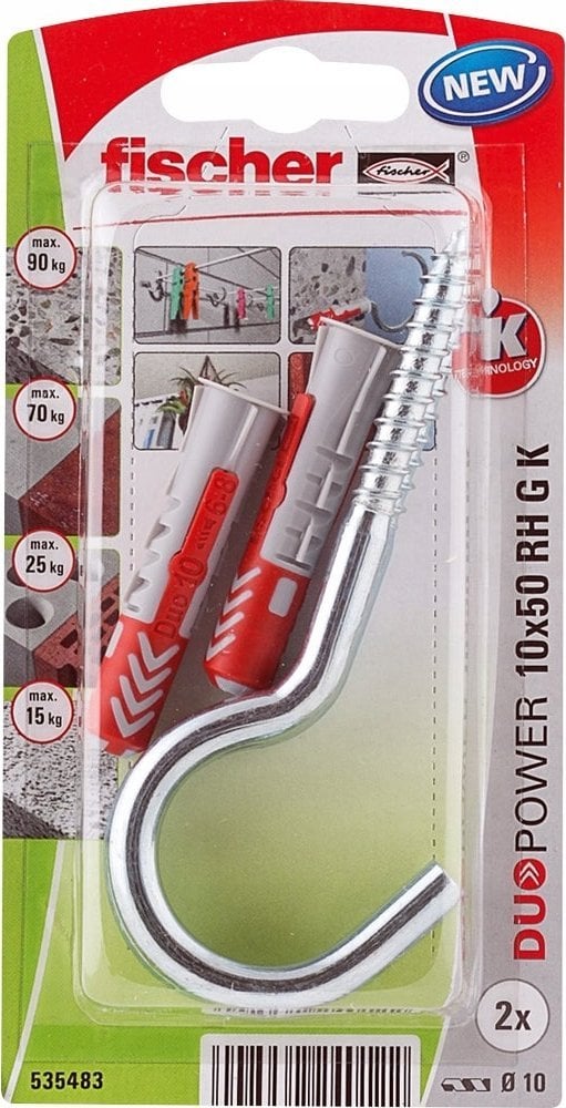 Fischer FISCHER KOŁEK DUOPOWER 10x50 Z HAKIEM OKRĄGŁYM /2szt.