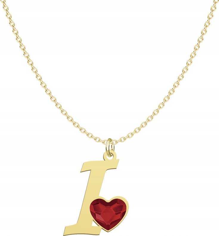 Radziszewska Jewellery Pozłacany Naszyjnik LITERA I z sercem DEDYKACJA