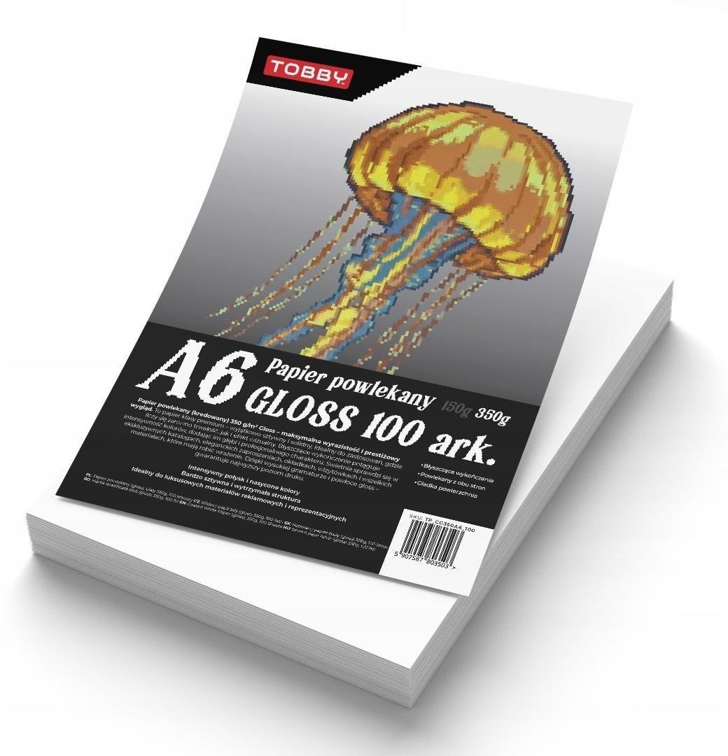 Papier kredowy powlekany A6 350 g/m gloss 100 ark