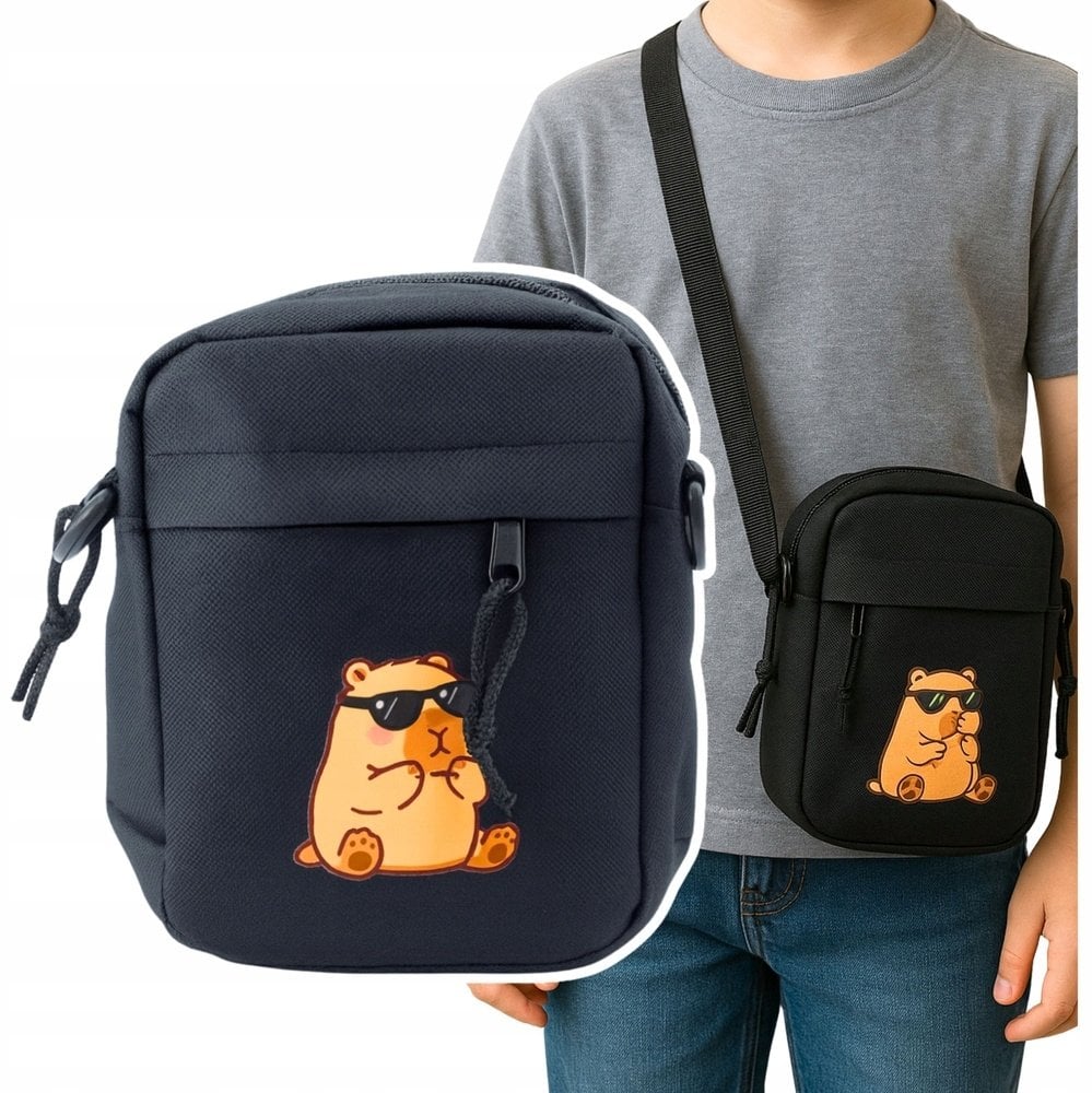 Torba Saszetka Na Ramię Kapibara Pas Regulowany Czarna 19,5 x 14 cm