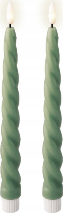 Kaemingk Zestaw 2 dekoracyjnych świec stołowych LED 2,4x24,5cm zielonych
