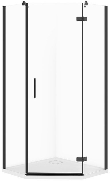 SET C518 KABINA PIĘCIOKĄTNA CITY PRAWA CZARNA 80X80X195+TAKO SLIM WIR