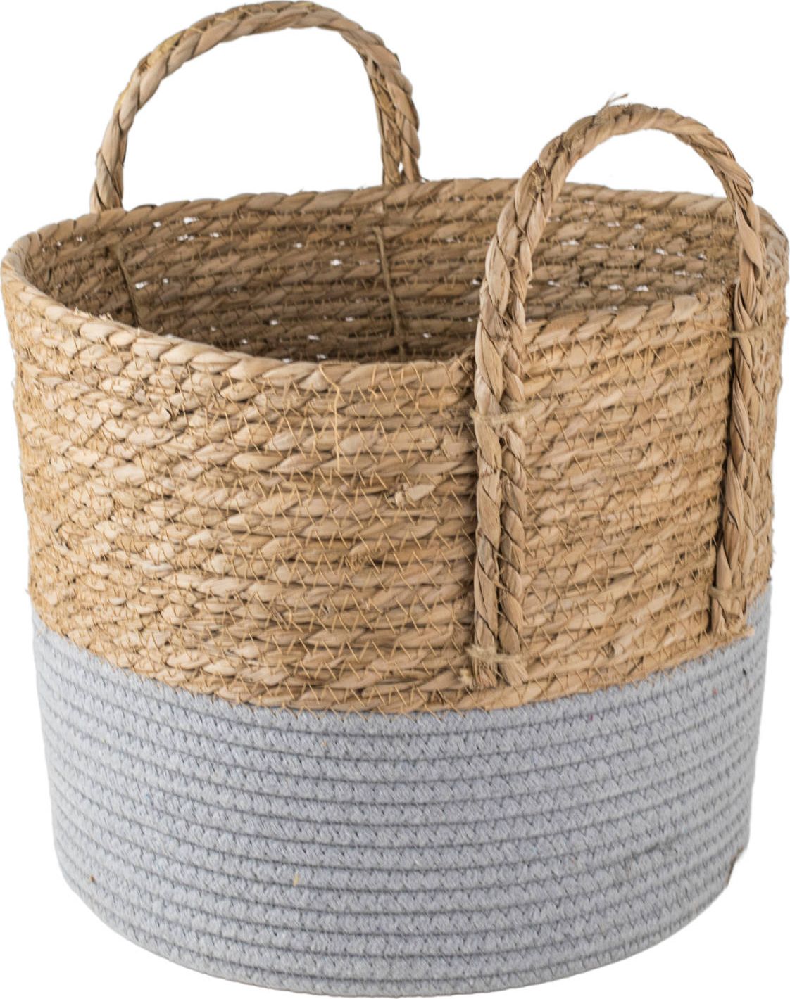 Tajemniczy ogród Kosz pleciony z uszami szary wys. 28 cm