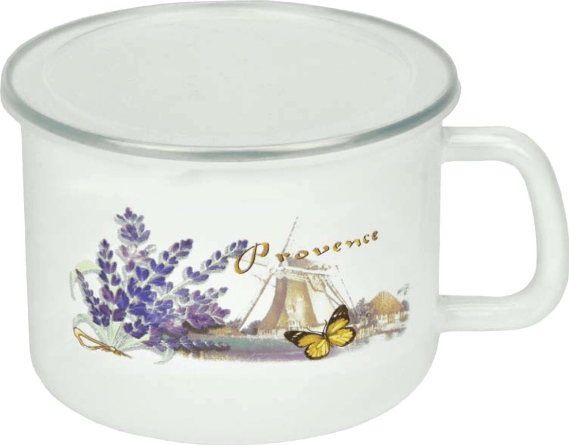 Emalia Rybnik Kubek emaliowany z pokrywką rondelek 2l Emalia Rybnik