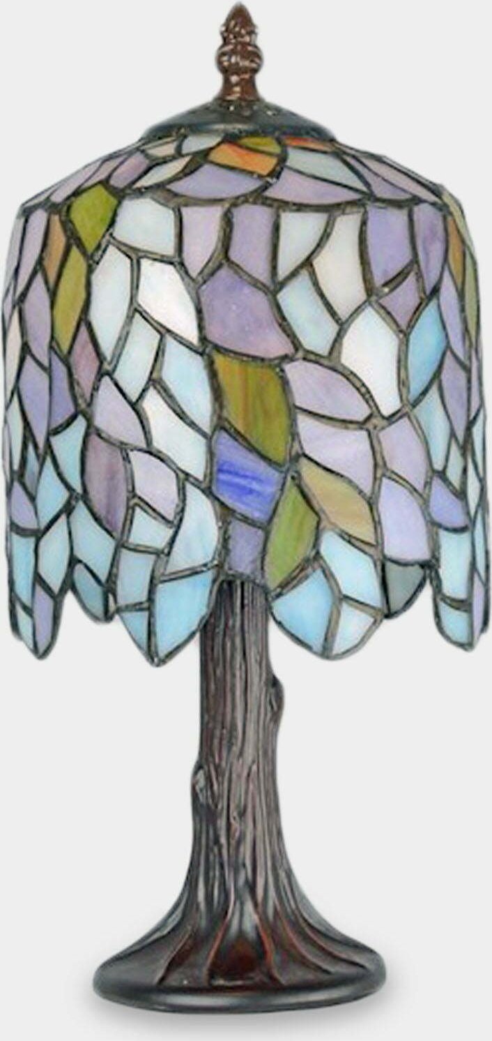 Lampa stołowa rzezbyzbrazu Lampa Witrażowa w Stylu Tiffany Glicynia Fioletowa
