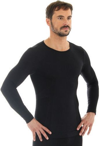 Brubeck Koszulka męska z długim rękawem COMFORT WOOL grafitowa r. M (LS11600)