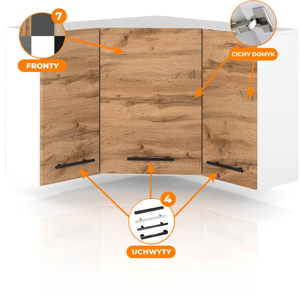 Szafka Kuchenna Wisząca Narożna Modułowa 90x90cm Spremium Dąb Wotan