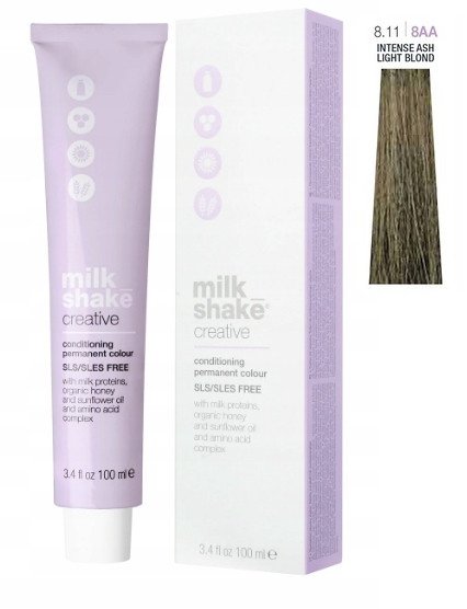 Milk Shake, Creative, SLS/SLES-Free, Permanent Hair Dye, 4.11 Intense Ash Light Blonde, 100 ml For Women