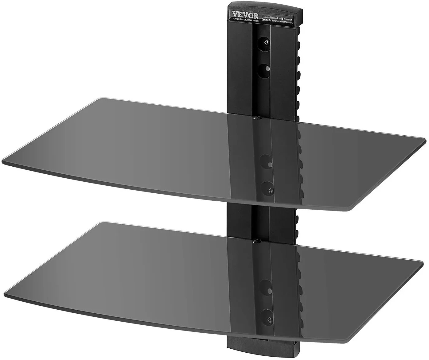 Półki ścienne szklane 2-poziomowe 18 kg uchwyt na TV nowoczesne do salonu