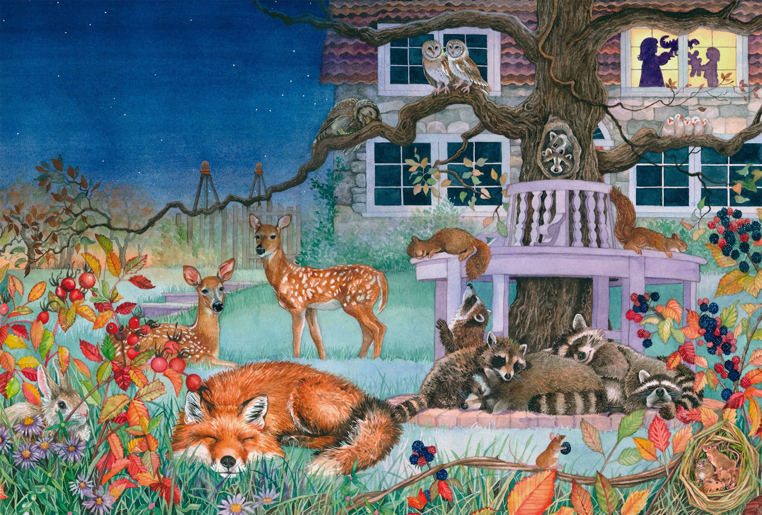 Schmidt Spiele Puzzle PQ 100 Zwierzęta w nocy