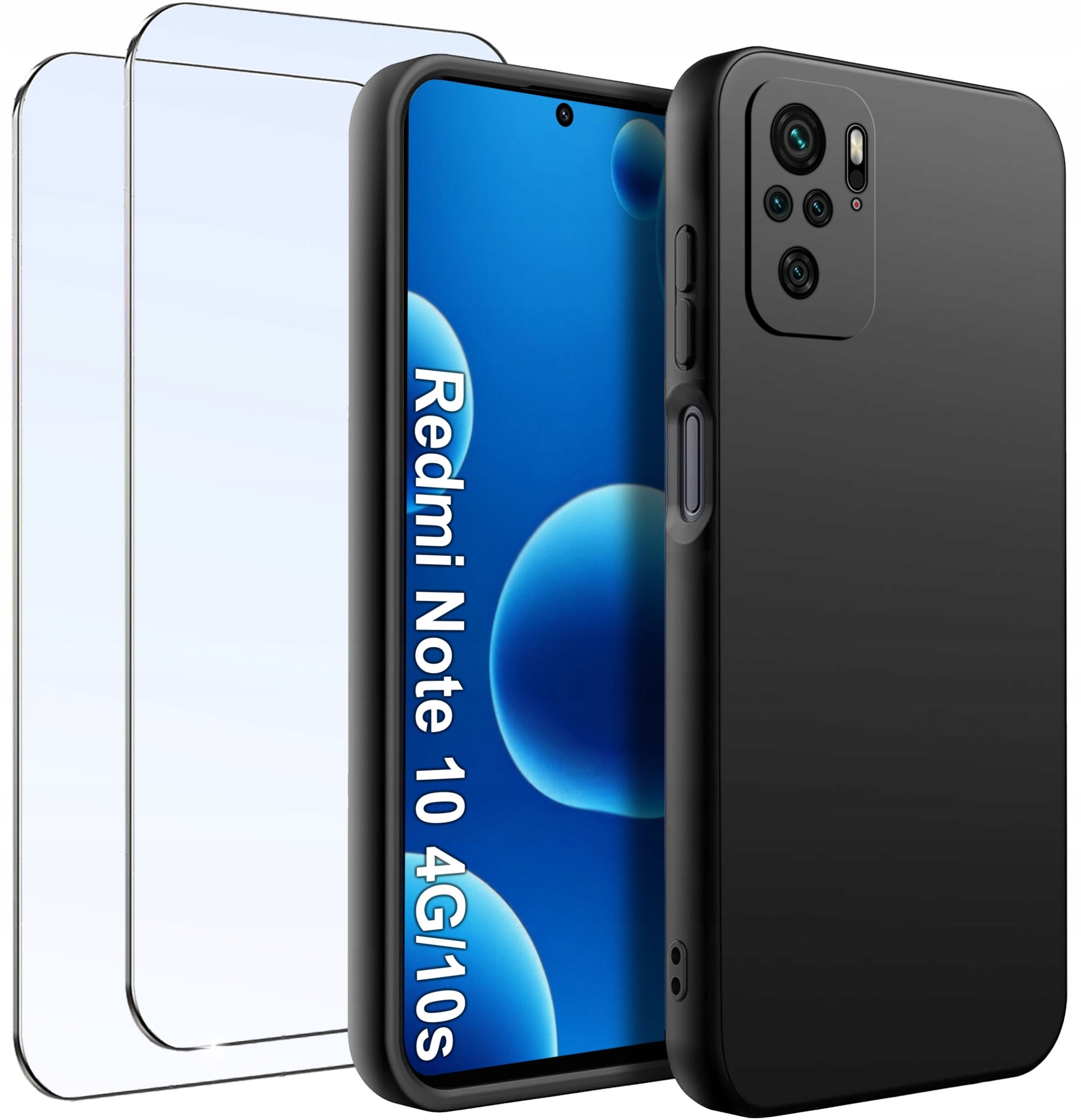 krainaGSM ZESTAW Etui do Xiaomi Redmi Note 10|10s Matowy Silikon Slim 2 SZTUKI SZKŁO