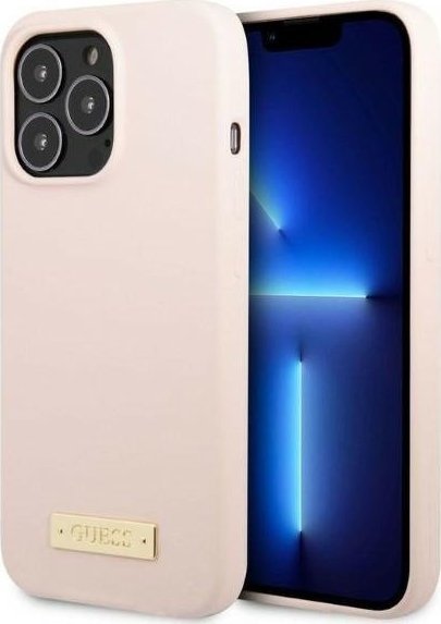 Guess Guess GUHMP13LSPLP iPhone 13 Pro / 13 6,1" różowy/pink hard case Silicone Logo Plate MagSafe NoSize