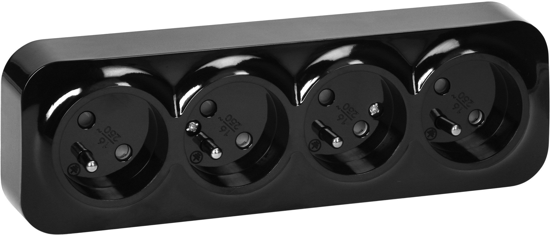 Gniazdo poczwórne ToDo 2P+Z IP20, 16A, 230V AC, czarny, 8 sztuk