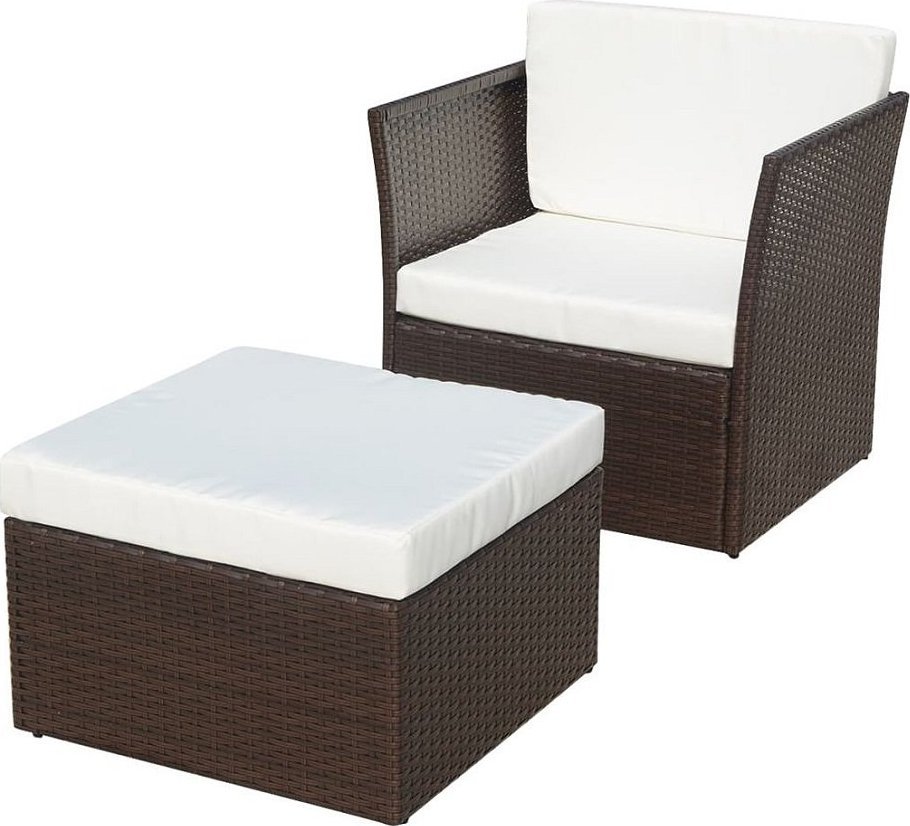 Elior Brązowy fotel ogrodowy z podnóżkiem - Bonta