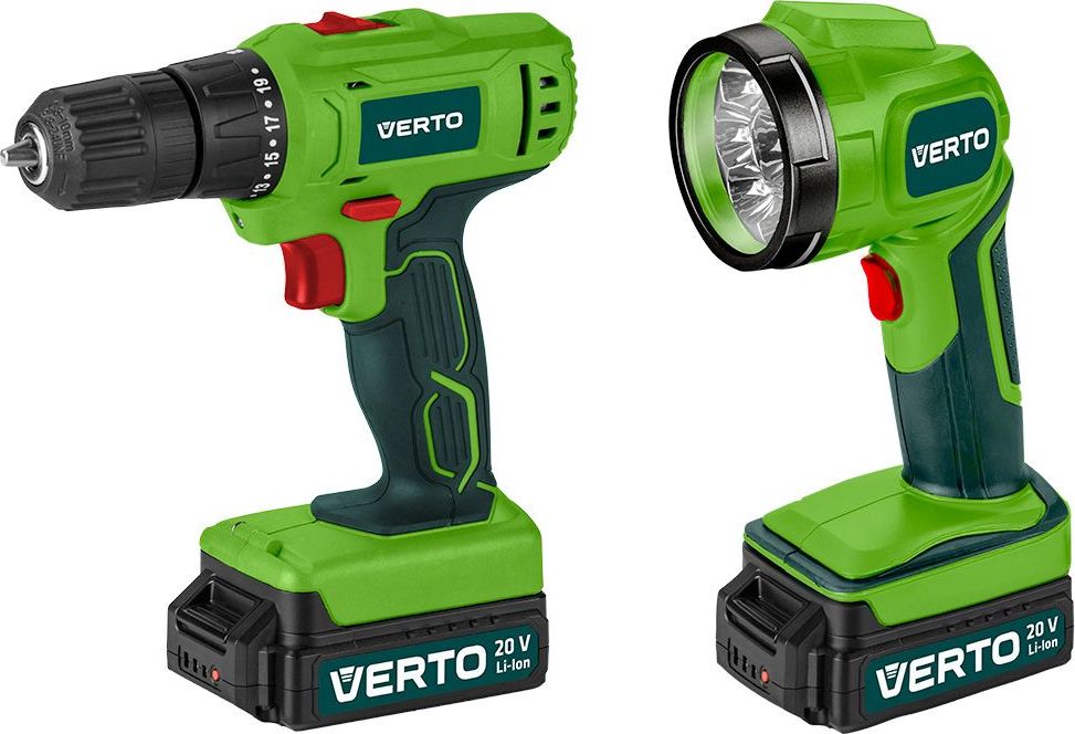 Wiertarko-wkrętarka Verto 50G293 20 V 2 x akumulator 1.5 Ah + latarka