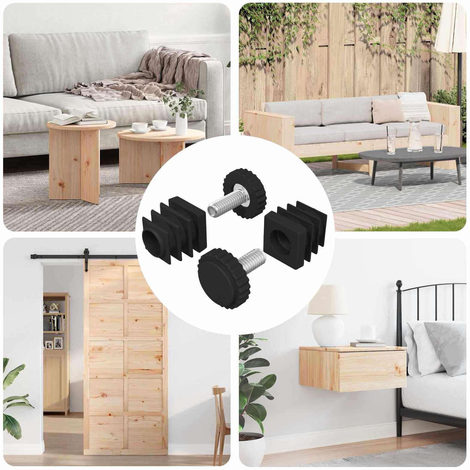 vidaXL Poziomice meblowe Z regulacją 2 pcs Czarny M6 PP