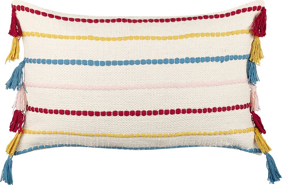 Beliani Poduszka w paski z frędzlami 40 x 60 cm wielokolorowa AGAVE