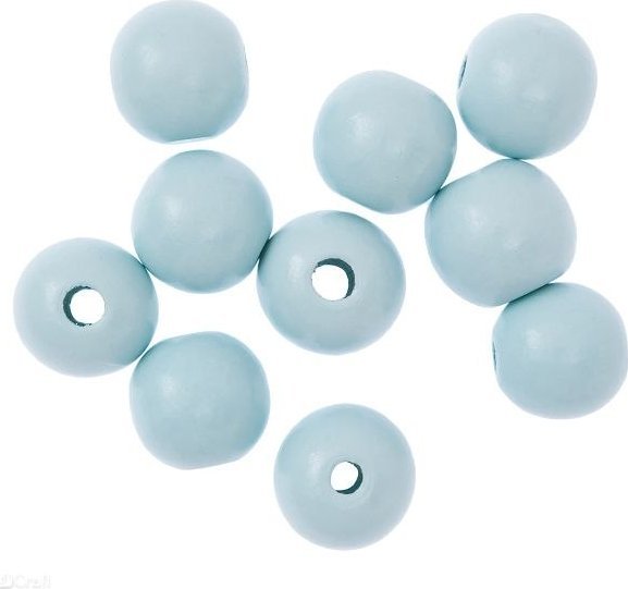 KORALIKI DREWNIANE, KULKI, 2, 5 CM, JASNONIEBIESKIE, 10 SZT.