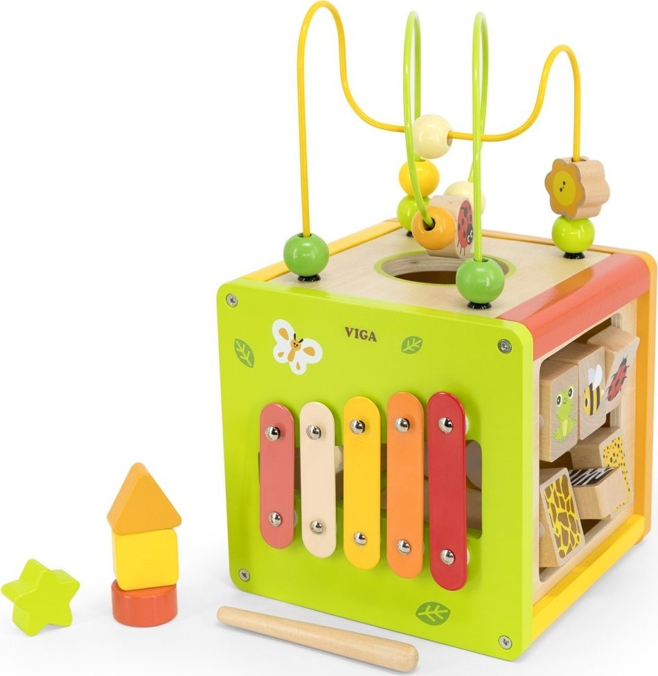 Viga Viga 44716 Kostka edukacyjna 5w1 z labiryntami i cymbałkami