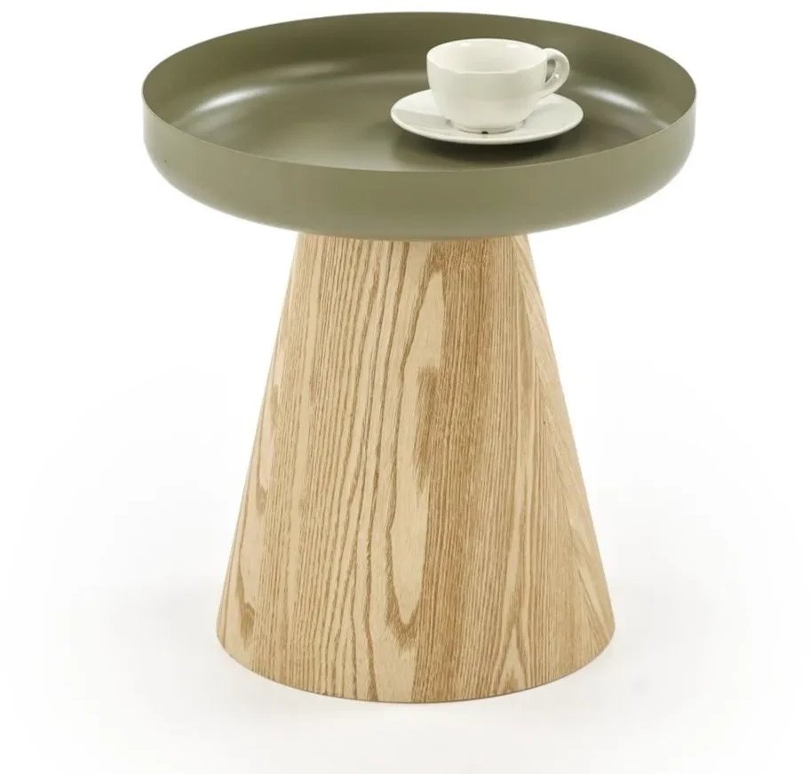 Stolik kawowy GINA 40x40cm zielony/dąb HALMAR