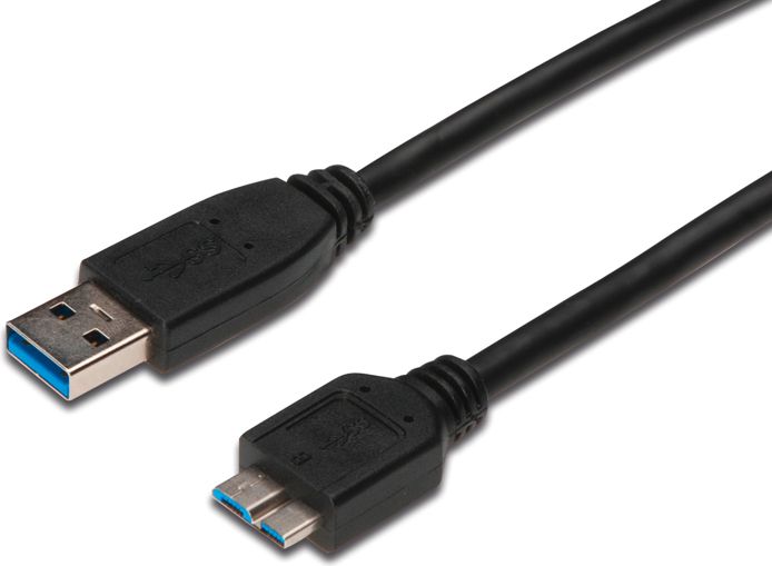 Kabel USB Digitus USB-A - microUSB 0.25 m Czarny (AK-300117-003-S)