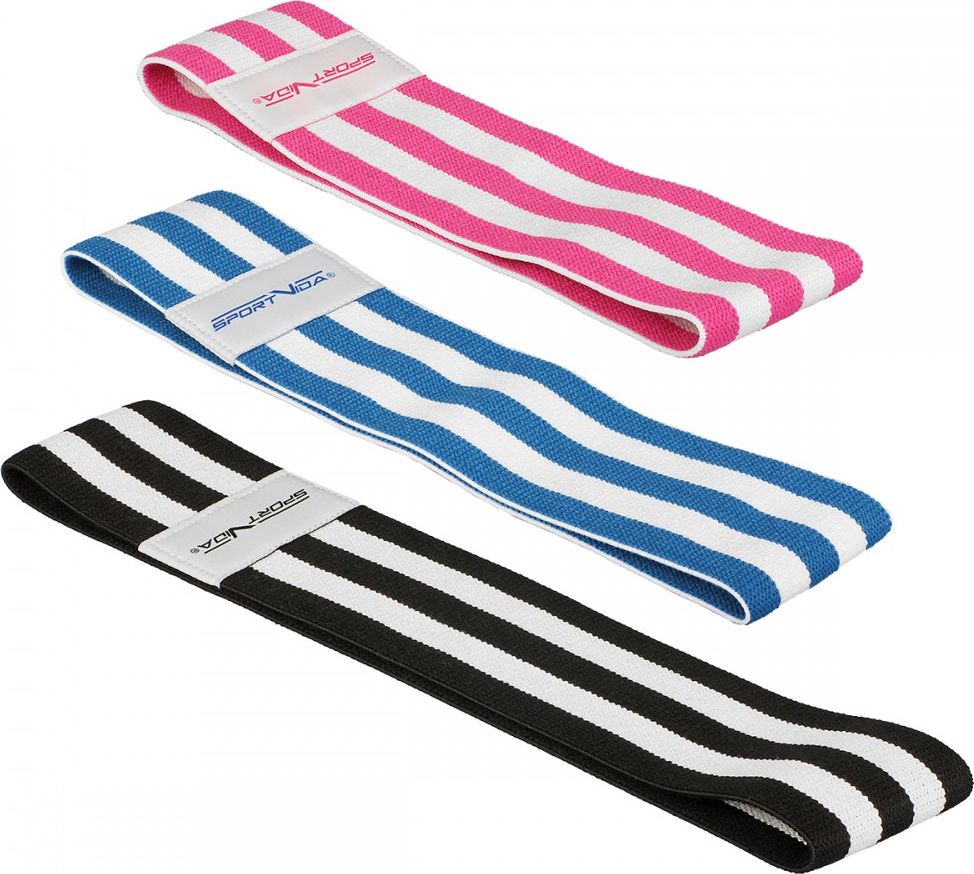 SportVida Hip Band SV-HK0364 różne poziomy oporu w zestawie wielokolorowy 3 szt.